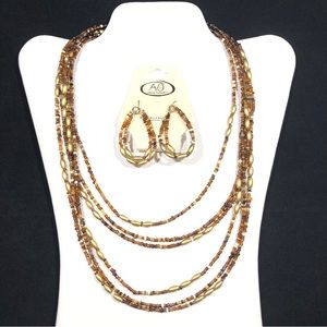 NECKLACE & PIERCED EARRING SET - NECKLACE 19” to 22” and EARRINGS 1.75”
